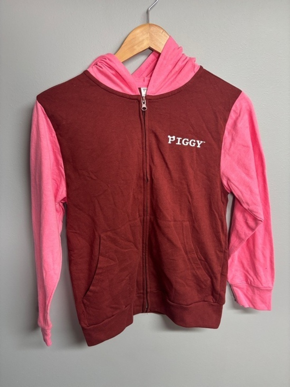 Pink & Maroon Zip-Up Hoodie